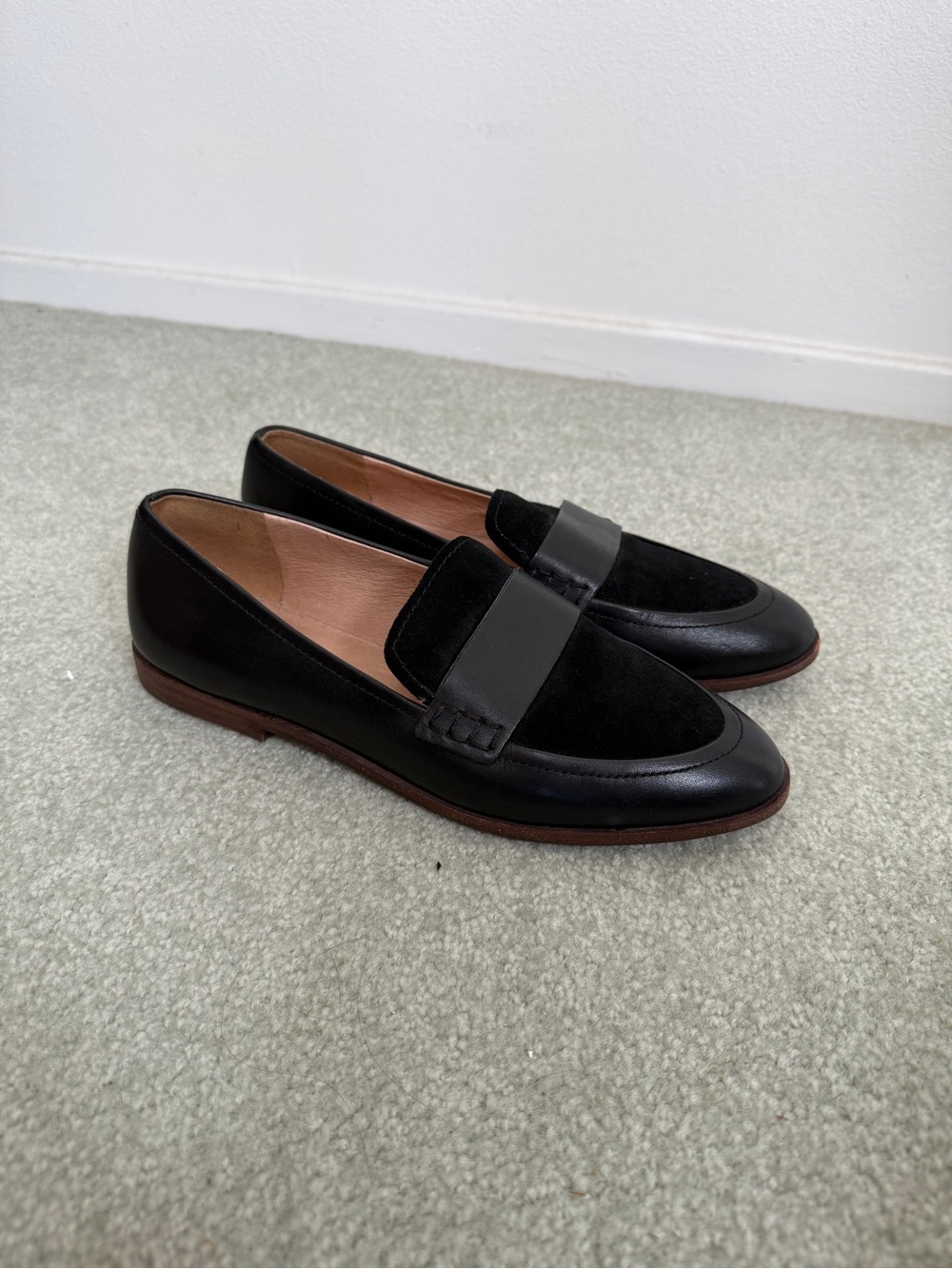 Madewell Black Leather & Suede Penny Loafers